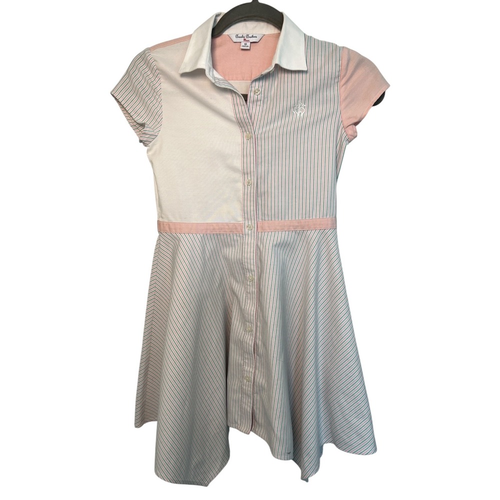 Brooks Brothers Girls Striped Fit & Flare Shirt Dress Sz 10 - 100% Supima Cotton